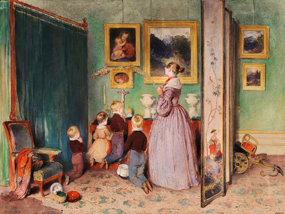 The Evening Prayer (Archduchess Sophie with children) de Peter Fendi