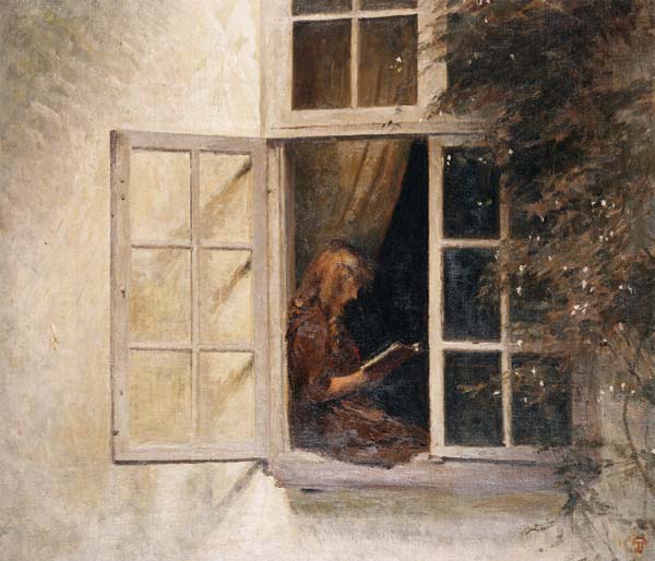 Lesendes Mädchen am Fenster. de Peter Ilstedt