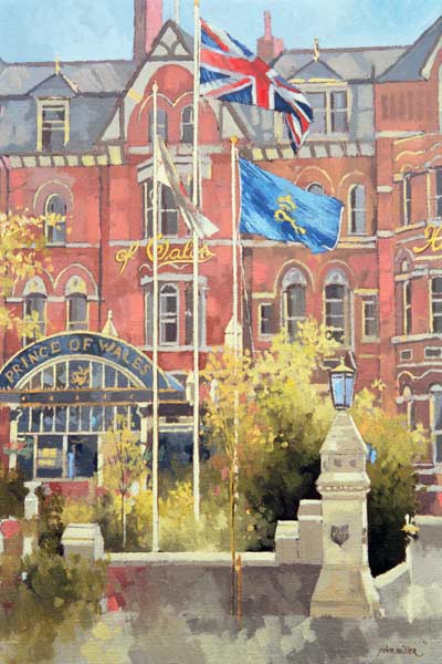 Flags outside the Prince of Wales, Southport, 1991 (oil on canvas)  de Peter  Miller