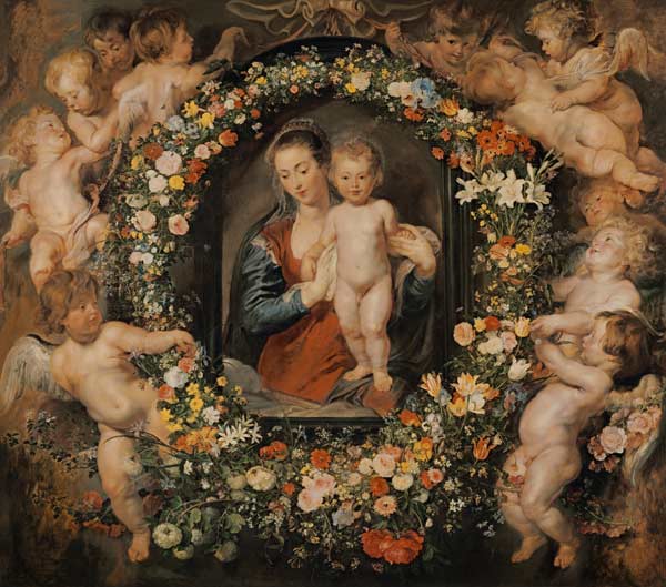 The Madonna in the floral wreath. The floral wreat de Peter Paul Rubens