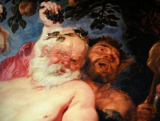 Drunken Silenus Supported by Satyrs, c.1620 (oil on canvas) (detail of 259760) de Peter Paul Rubens