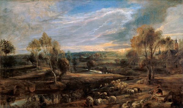 A Landscape with a Shepherd and his Flock de Peter Paul Rubens