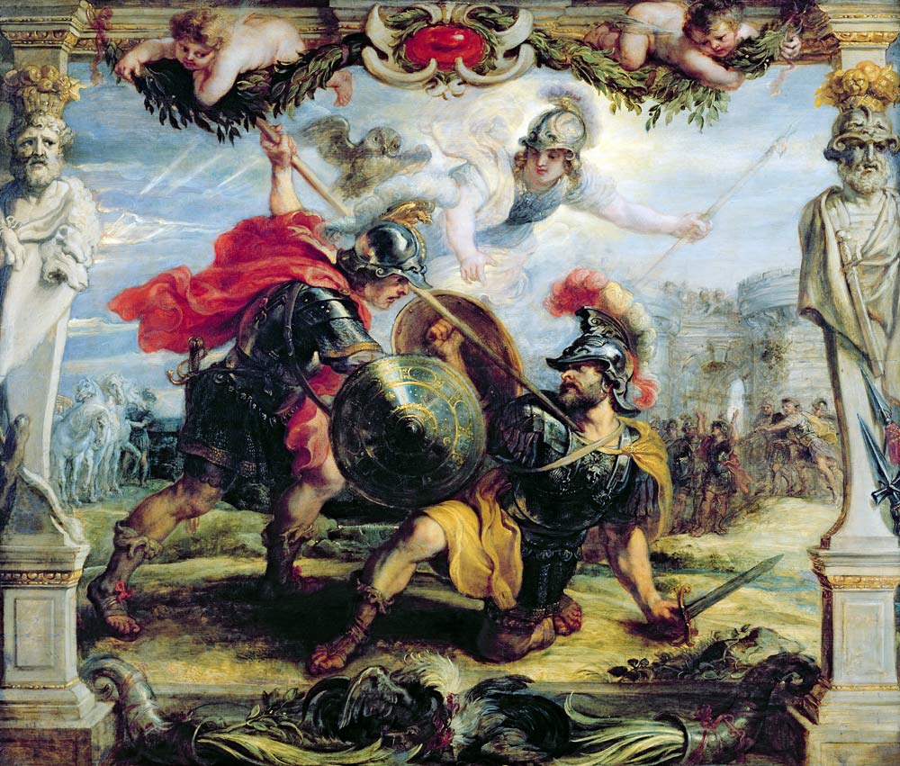 Achilles Defeating Hector, 1630-32 (oil on panel) de Peter Paul Rubens