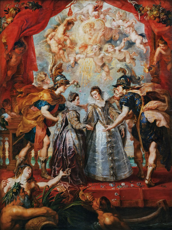 The Exchange of the Princesses at the Spanish Border. (The Marie de' Medici Cycle) de Peter Paul Rubens