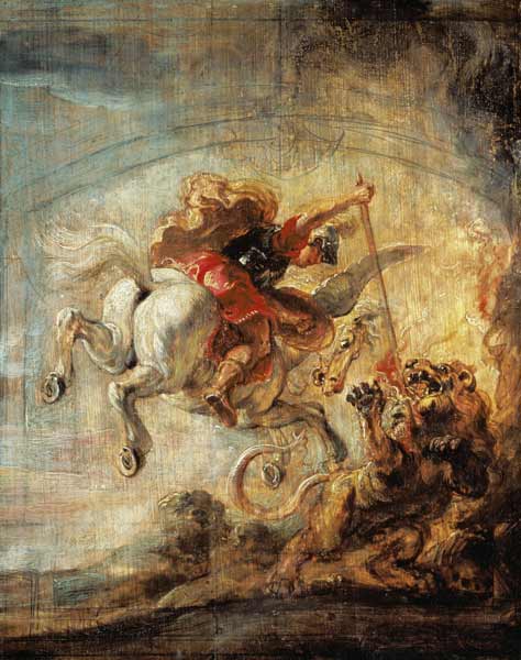 Bellerophon Riding Pegasus Fighting the Chimaera de Peter Paul Rubens