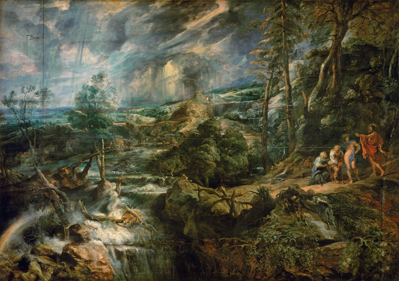 Landscape with Philemon and Baucis de Peter Paul Rubens