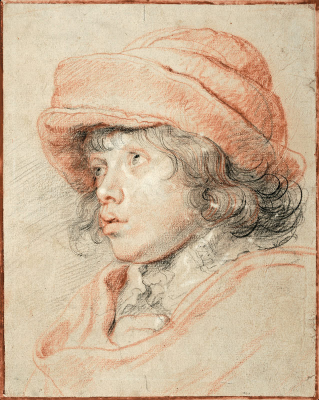 Rubens's Son Nicolaas Wearing a Red Felt Cap de Peter Paul Rubens