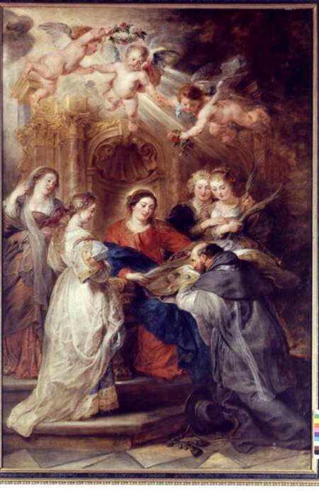 St. Ildefonso Altarpiece, central panel depicting the Virgin Mary Presenting a Liturgical Robe to St de Peter Paul Rubens