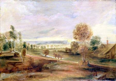 Landscape with Farm Buildings: Sunset de Peter Paul Rubens