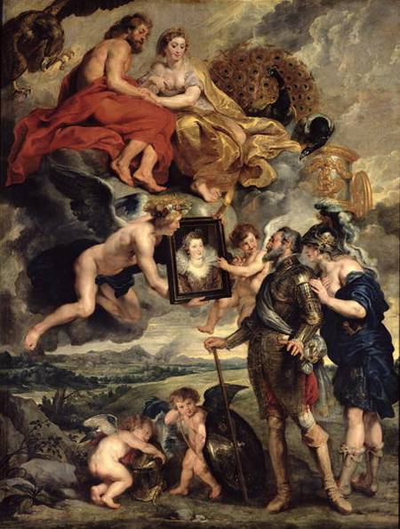 The Medici Cycle: Henri IV (1553-1610) Receiving the Portrait of Marie de Medici (1573-1642) de Peter Paul Rubens