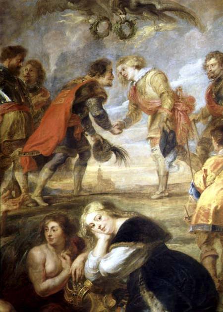 The Meeting of Ferdinand II (1578-1637) and his son the Cardinal Infante Ferdinand before the battle de Peter Paul Rubens