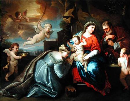The Mystic Marriage of St. Catherine in a Giordano Composition de Peter Paul Rubens