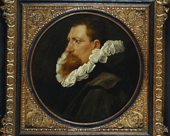 Portrait of a gentleman, small bust length, wearing a white ruff and grey cloak de Peter Paul Rubens