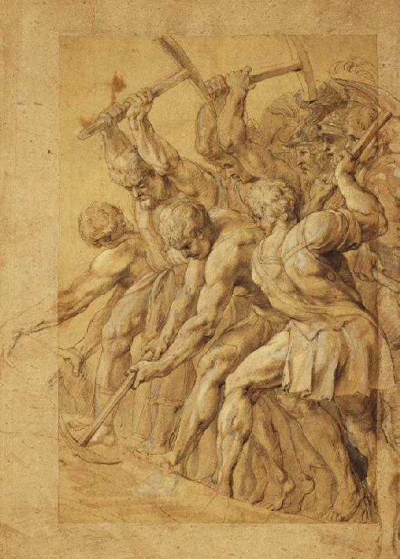 Soldaten zerstören eine Brücke. de Peter Paul Rubens