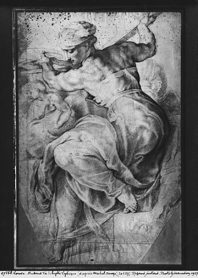 The Libyan Sibyl, after Michangelo Buonarroti (pierre noire & red chalk on paper) de Peter Paul Rubens