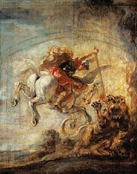 Bellerophon Riding Pegasus Fighting the Chimaera