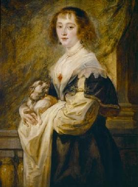 Portrait of a lady with a little dog.