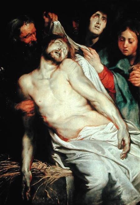Triptych of Christ on the Straw, centre panel depicting the Lamentation of Christ de Peter Paul Rubens