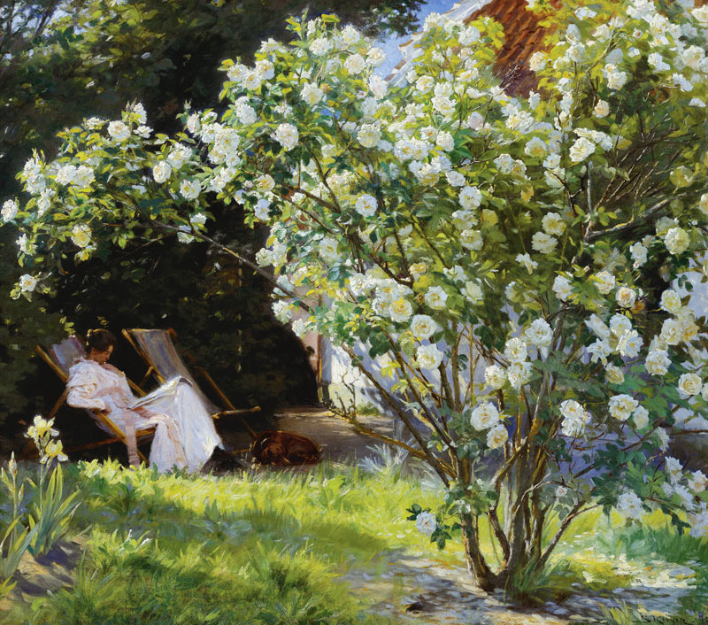 La mujer del pintor en el jardín de rosas de Peder Severin  Krøyer
