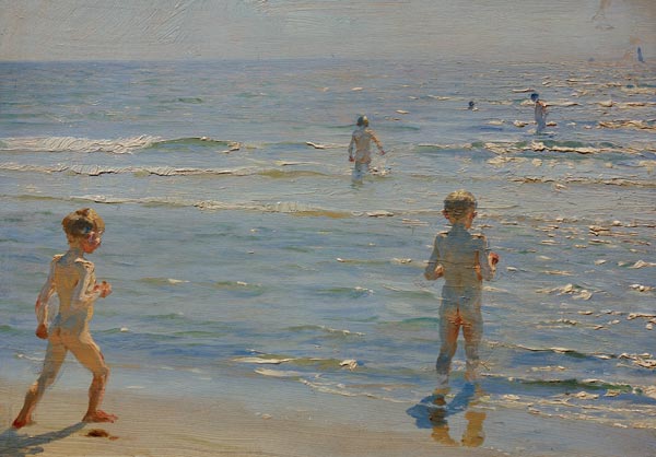 Badende Jungen. Sonnenschein. Skagen de Peder Severin  Krøyer