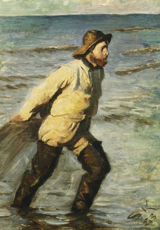 Danish fisherman when bringing in the net. de Peder Severin  Krøyer