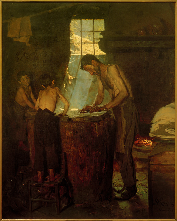 Italienische Dorfhutmacher. Sora de Peder Severin  Krøyer