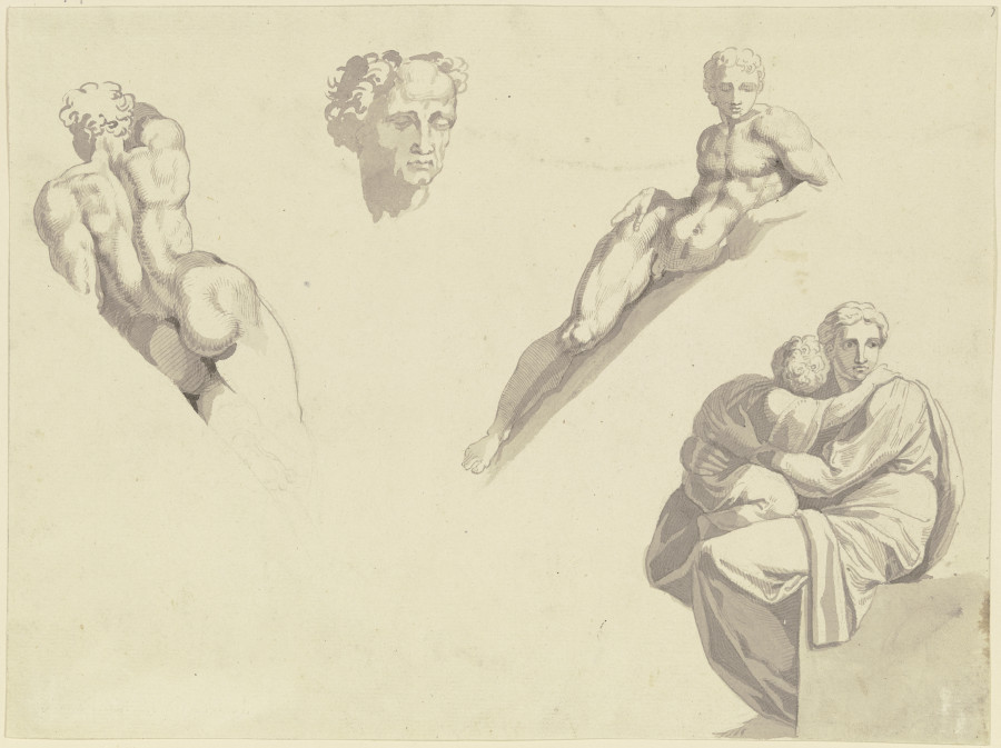 Studien aus der Sixtinische Kapelle des Michelangelo nach Kupferstichen gezeichnet de Peter von Cornelius