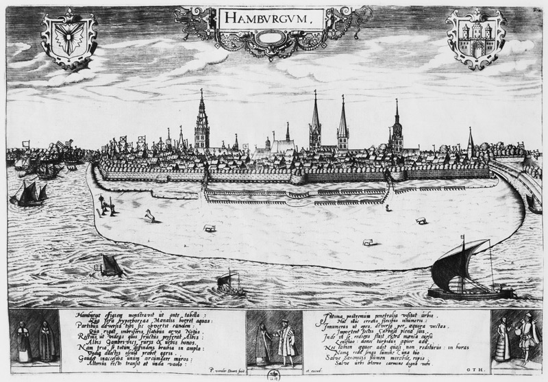 View of Hamburg de Peter van der Doort