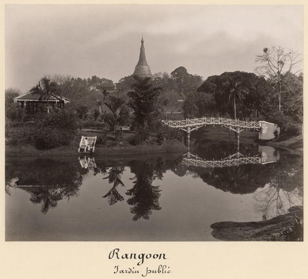 Island pavilion in the Cantanement Garden, Rangoon, Burma, late 19th century (albumen print) (b/w ph de Philip Adolphe Klier