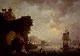 Seascape with sundown de Philip James (auch Jacques Philippe) de Loutherbourg