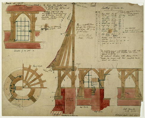 Plans for the Red House, Bexley Heath (pen and ink and w/c on paper) de Philip Webb