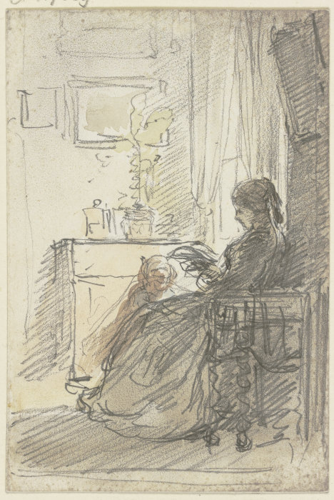 Frau mit einem Buch am Fenster sitzend de Philipp Rumpf