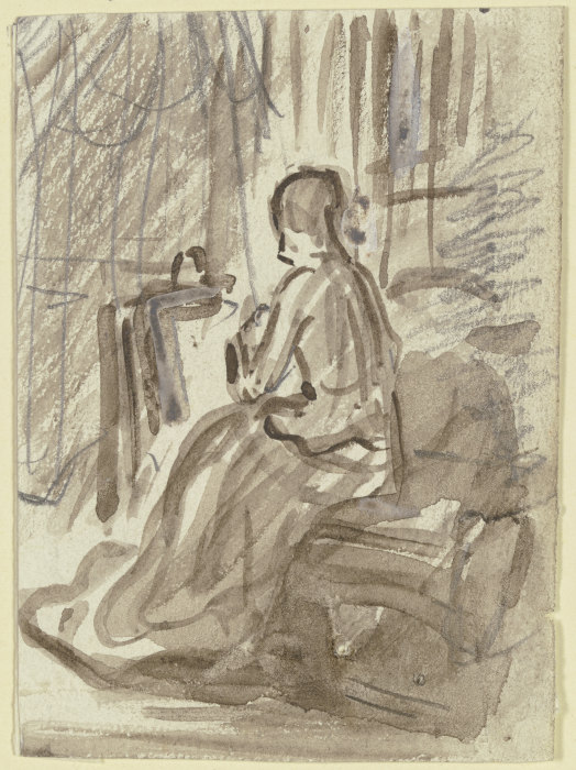 Sitzende Frau in Rückansicht de Philipp Rumpf