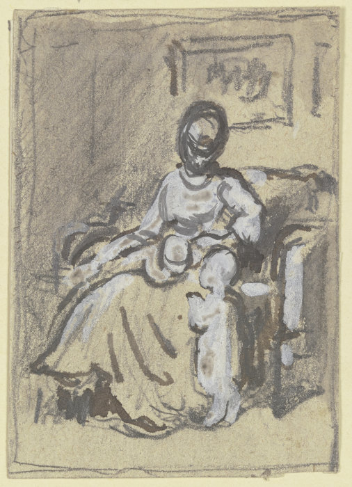 Sitzende Frau mit zwei Kindern de Philipp Rumpf