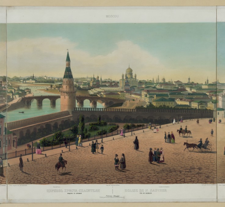 View of the Cathedral of Christ the Saviour and the Moscow Kremlin (from a panoramic view of Moscow  de Philippe Benoist
