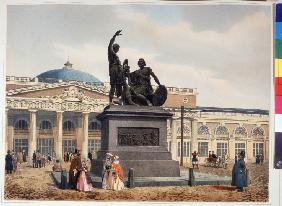 Monument to Minin and Pozharsky on Red Square of Moscow