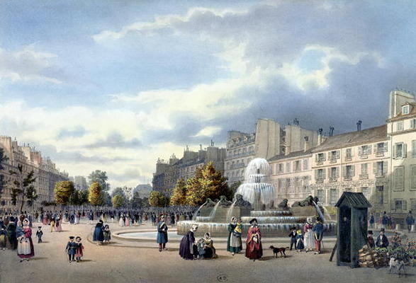 The Fountain of the Boulevard St. Martin, from 'Vue de Paris', c.1840 (colour litho) de Philippe Benoist
