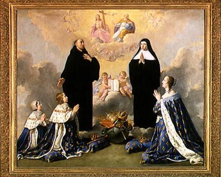 Anne of Austria (1601-66) and her Children at Prayer with St. Benedict and St. Scholastica de Philippe de Champaigne