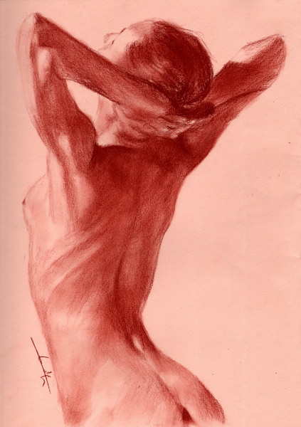 Femme nu de dos mains sur la nuque de Philippe Flohic