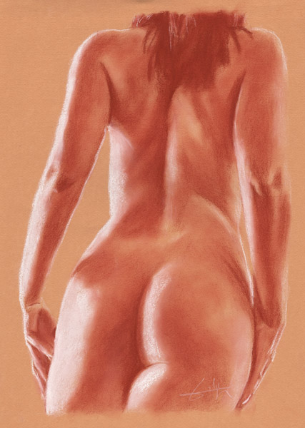 Femme nu de dos mains sur fesses de Philippe Flohic