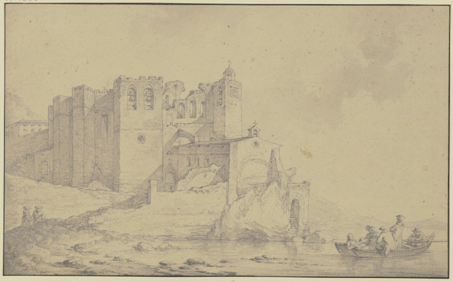 Blick auf ein altes Schloss an der Rhône de Philippe-Jacques de Loutherbourg d. J.