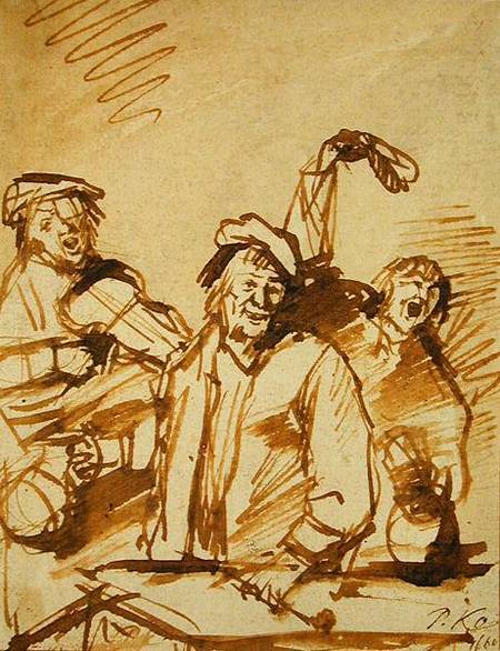 Three Cheerful Young Men de Philips Koninck