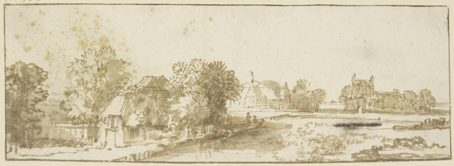 Landscape with village de Philips Koninck