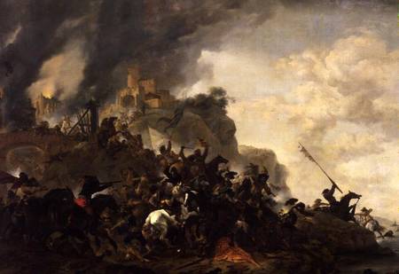 Cavalry Making a Sortie from a Fort on a Hill de Philips Wouverman