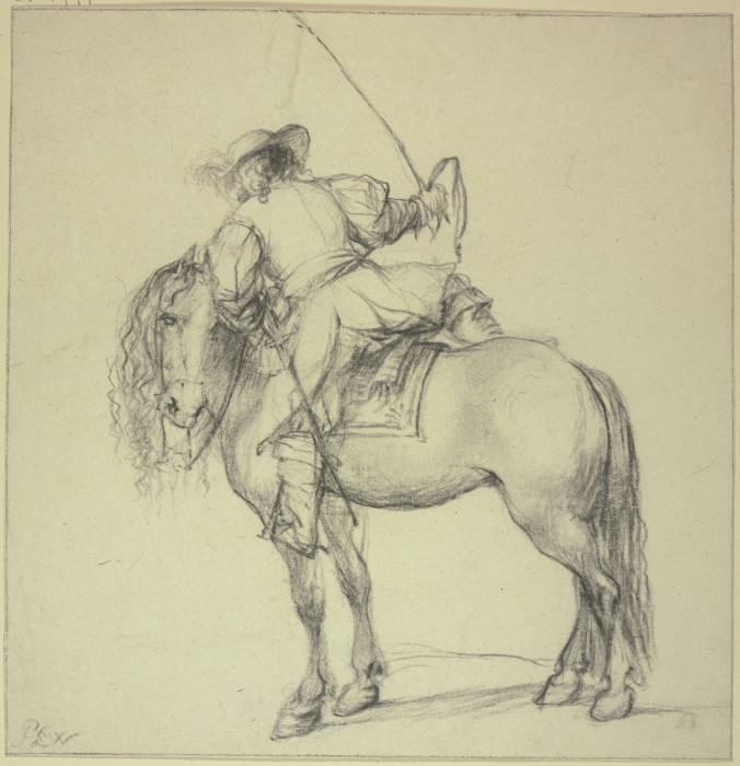 Ein Kavalier, der zu Pferde steigt de Philips Wouwerman