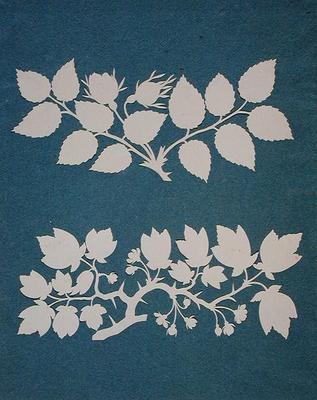 A Rose Branch and Jasmin Branch (collage on paper) de Phillip Otto Runge