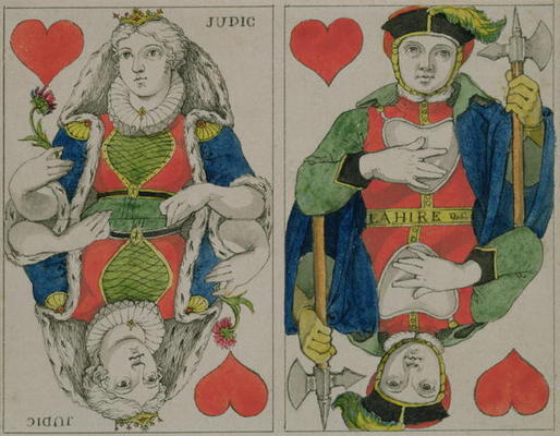 Design for playing cards, c.1810 (pen and ink and w/c on paper) de Phillip Otto Runge