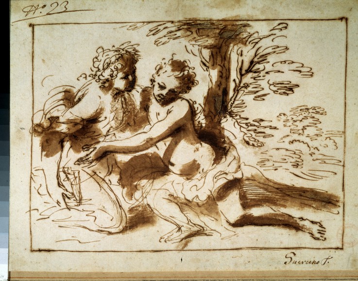 Two Figures in a Landscape de Pier Francesco Mola