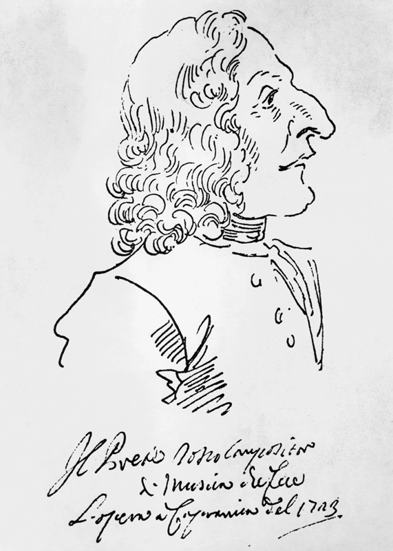 Caricature of composer Antonio Vivaldi de Pier Leone Ghezzi