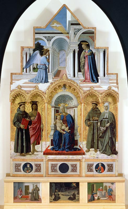 Altarpiece: Annunciation; Madonna and Child with Saints; Miracles of St. Anthony, St. Francis and St de Piero della Francesca